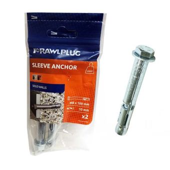 Rawlplug Sleeve Anchor - M8 x 100mm - Pack Of 2