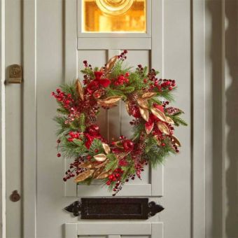 Christmas Ruby Velvet Wreath – 40cm