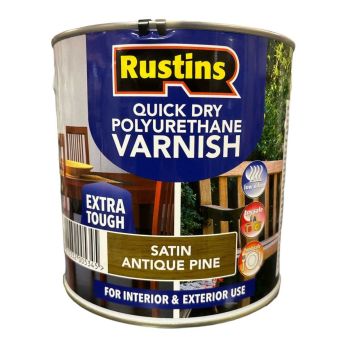Rustins Quick Dry Polyurethane Varnish Satin Antique Pine 2.5L