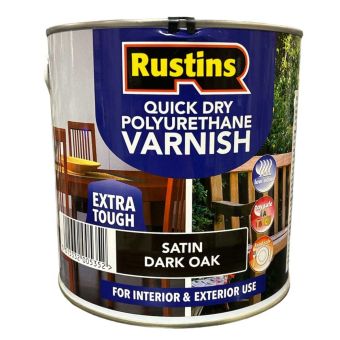 Rustins Quick Dry Polyurethane Varnish Satin Dark Oak 2.5L