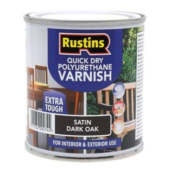 Rustins Quick Drying Polyurethane Varnish Satin Dark Oak 1L