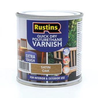 Rustins Quick Drying Polyurethane Varnish Satin Oak 250ml