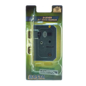 Basta 63mm 2-Lever Bathroom Sashlock - 2.5" Brass