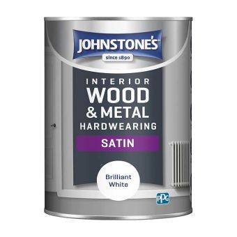 Johnstones Hard Wearing Satin Paint - Brilliant White 1.25L