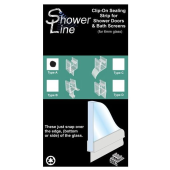 Clip On Sealing Strip Type A For Shower Doors and Bath Screens