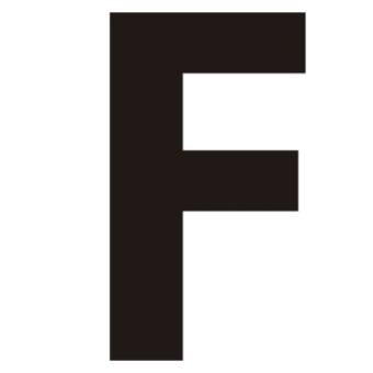 Black Helvetica Bold Condensed Style Vinyl Letter F - 75mm