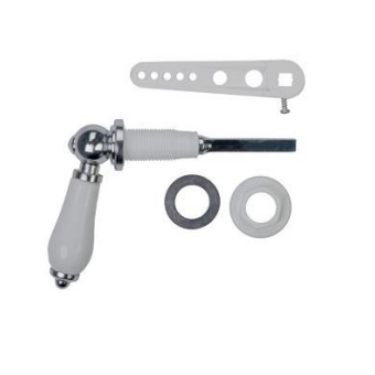 White & Chrome Cistern Flush Lever Set