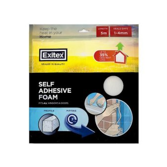 Exitex Extra Wide Self Adhesive Foam Draught Excluder - Brown 5m