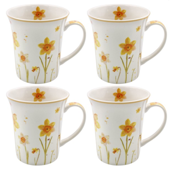 Daffodils Set x4 Fine China Mugs