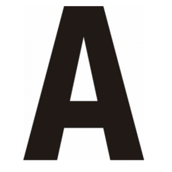 75mm Black Helvetica Bold Condensed Style Vinyl Letter A