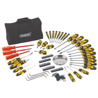 Screwdriver and Bit Set with Soft Storage Bag, Yellow – 100 Piece