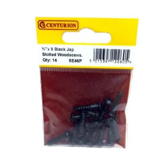 Centurion Slotted Round Black Jap Woodscrews - ¾" x 8 - Pack Of 14