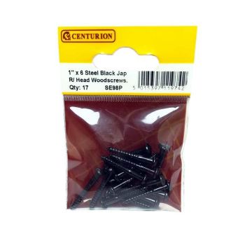 Centurion Slotted Round Black Jap Woodscrews - 1" x 6 - Pack Of 17