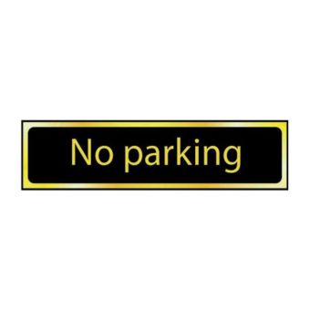 Self-Adhesive PVC "No Parking" Sign 200mm x 50mm - Black And Polished Gold Effect