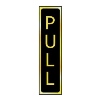 Self-Adhesive PVC Pull Sign Black And Polished Gold Effect - 200mm x 50mm