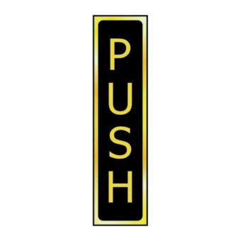 Self-Adhesive PVC Push Sign Black And Polished Gold Effect 200mm x 50mm