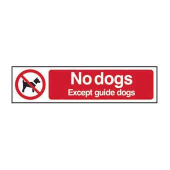 Self-Adhesive Semi-Rigid PVC No Dogs Except Guide Dogs Sign - 200mm x 50mm