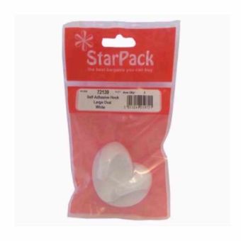 Large White Oval Self Adhesive Hook (Pack of 2)