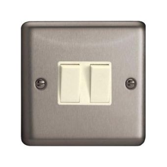 2g 2 way Matt Steel Switch With White Inserts