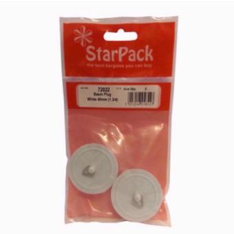 Starpack Bath Plug White 45mm (1.3/4 ) - Pack of 2