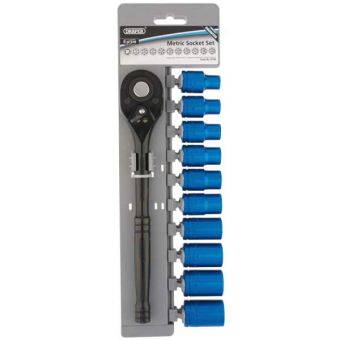Draper 1/2" Square Drive Socket And Ratchet Set - 10 Piece