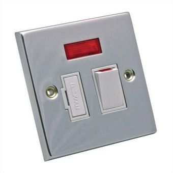 Fused Switched Spur 13Amp with Neon Chrome White Inserts