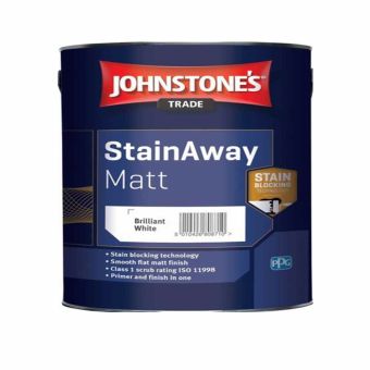 Johnstones Trade Stain Away Matt Paint - Brilliant White 2.5L