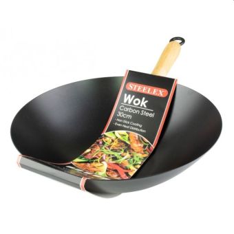 Steelex Carbon Steel Wok - 30cm