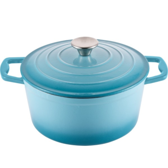 Steelex Teal Round Cast Iron Casserole 20cm - 2.7L