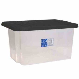 TML Car Boot Clear Storage Box & Black Lid - 35L