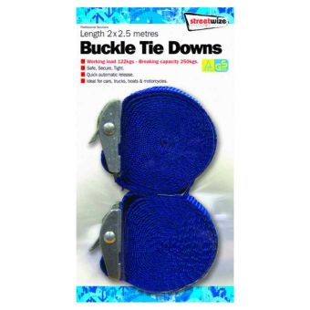 Streetwize Buckle Strap Tie Downs - 2 x 2.5m