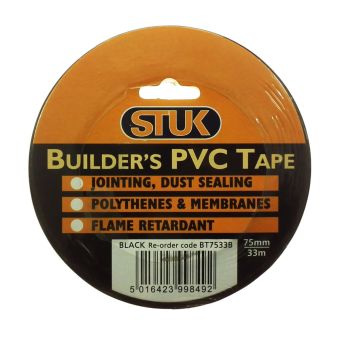 Stuk Black Builders PVC Tape 75mm X 33m