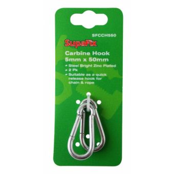 SupaFix Zinc Plated Carabine Hook - 5 x 50mm Pack Of 2