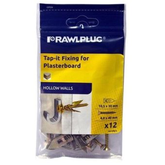 Tap-it Fixing for Plasterboard 10.5 x 30mm - Pack of 12
