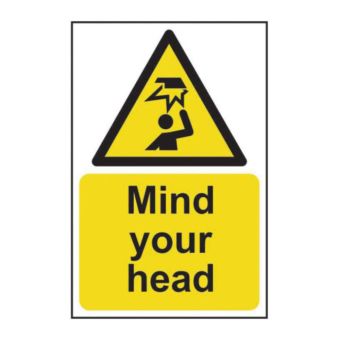 'Mind Your Head' Sign Rigid 1mm PVC Board (200mm x 300mm)