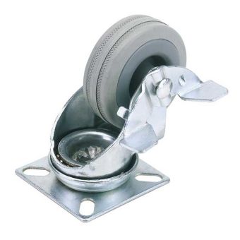 50mm Swivel Plate Rubber Castor with Brake