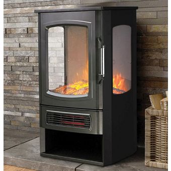 De Vielle Premium 3D Tall Electric Stove Black 2000W