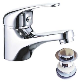 Aqua K Series Chrome Lever Basin Mixer Tap - With Waste