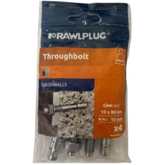 Rawlplug Throughbolt M10 x 80mm - Pack of 4