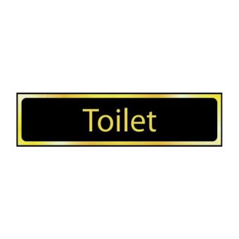 Polished Brass Toilet Sign - 200 x 50mm