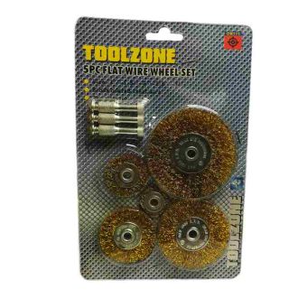 Toolzone 5Pc Flat Wire Wheel Set For Drill