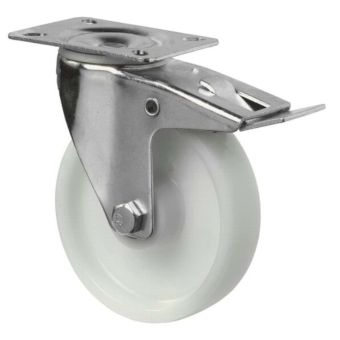 Transport Castor 125mm with Brake – 175kg Load Capacity I White