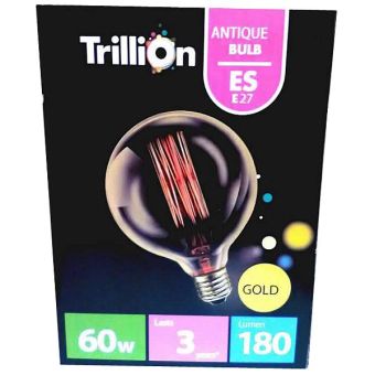 Trillion 60W Antique GOLD GLOBE Screw Cap Fitting E27/ ES Light Bulb