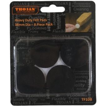 Trojan Round Felt Pads 38mm - Pack of 8 I Black