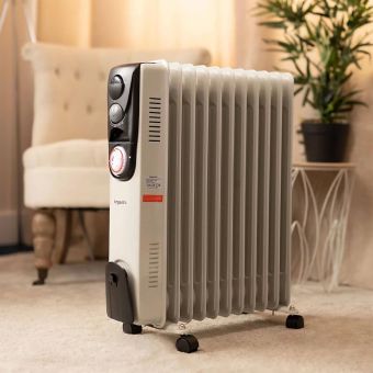 Kingavon 11 Fin Electric Oil Filled Radiator – 2500W Portable Heater with 3 Heat Settings, Timer and Safety Features