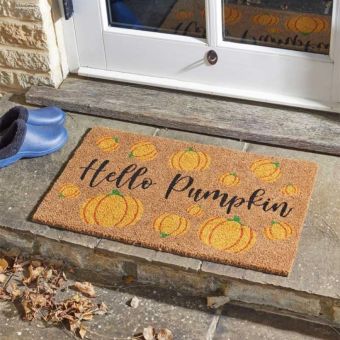 Hello Pumpkin Decoir Mat 40x60cm – Autumn Coir Door Mat with Slip Resistant PVC Backing