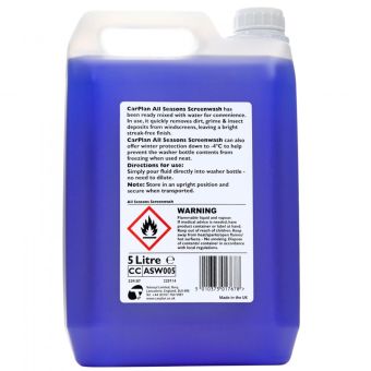 CarPlan All Seasons Ready Mixed Screenwash 5L – Anti-Smear Formula Prevents Freezing to -5°C