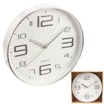 Kingavon 10 Inch Silent Quartz Analogue Wall Clock Silver Chrome Effect