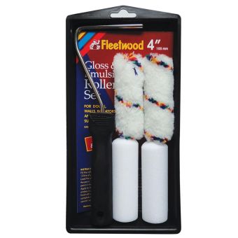 Fleetwood Classic Gloss and Emulsion Painting Set 4 Inch with Tray, Roller Frame and 2 Sleeves