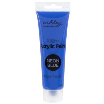 Ashley Acrylic Paint 100ml Neon Blue – Non-Toxic Fast Drying Water-Based Craft Paint